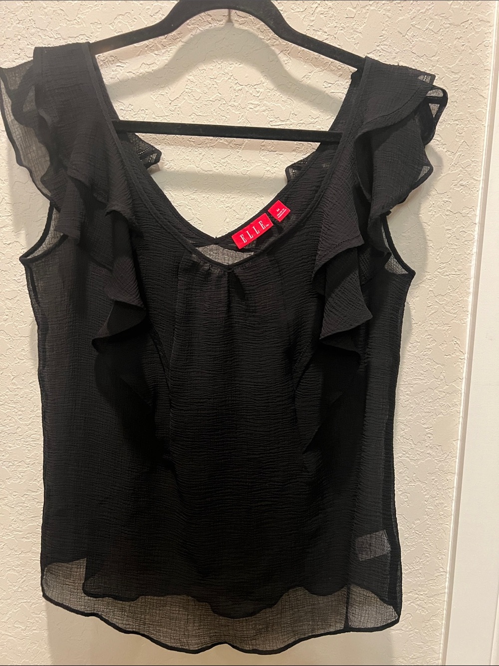 Elle Black Ruffle Trim Sleeveless Camisole